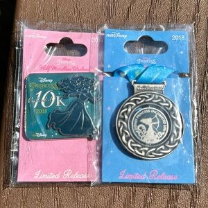 Disney Trading Pins 2018 Enchanted 10k Run Disney set of 2 NWT
